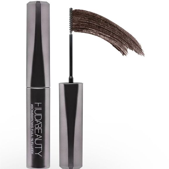 Huda Beauty #Bombbrows Full ‘N Fluffy Fiber Gel In Black Brown Full Size NIB - Picture 1 of 9